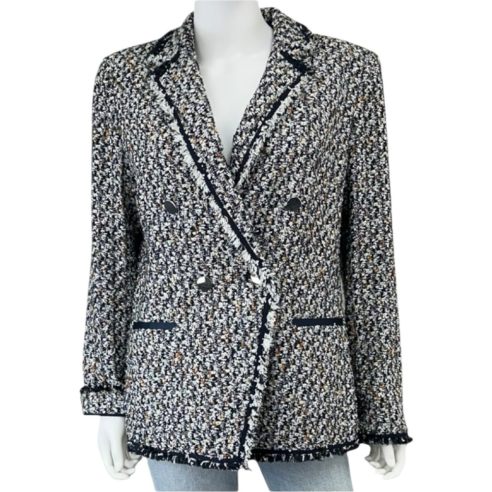 Lafayette 148 New York Devin Double Breasted Tweed Blazer Size 12